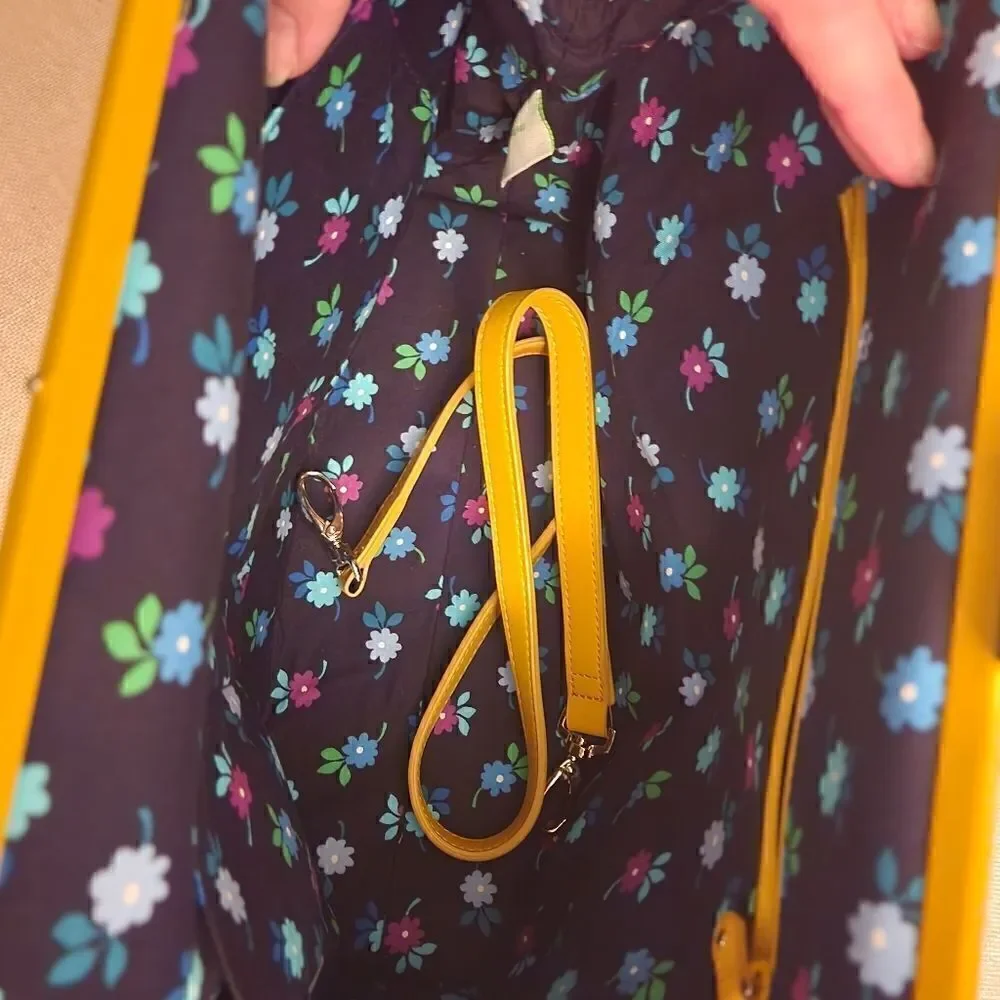 Vera Bradley Yellow Blue Floral Barbara Frame Handbag Purse